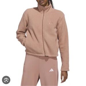 adidas Women's Fleece Full Zip Sherpa Jacket - dusty rose